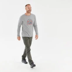 Quechua Camiseta NH100 ML Hombre - Gris Claro -Mejor Ropa Tienda camiseta nh100 ml hombre gris claro 3