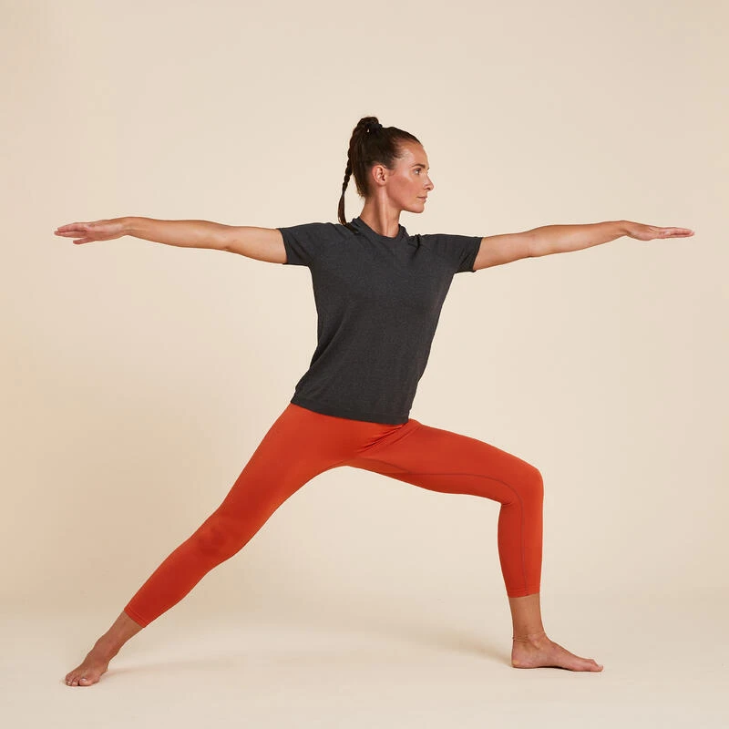 Camiseta Yoga Dinámico Mujer Negro Jaspeado Mangas Cortas 5 Camiseta Yoga Dinámico Mujer Negro Jaspeado Mangas Cortas - Imagen 3