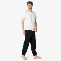 Pantalón Chándal Fitness Felpa Recto Hombre Domyos 500 Negro -Mejor Ropa Tienda pantalon chandal fitness felpa recto hombre domyos 500 negro 3